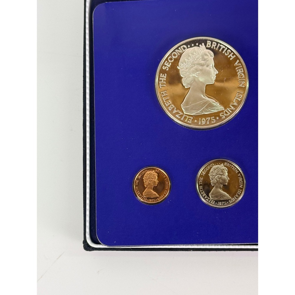 1975 British Virgin Islands Sterling Silver Proof Coin Set Franklin Mint COA - Picture 6 of 11